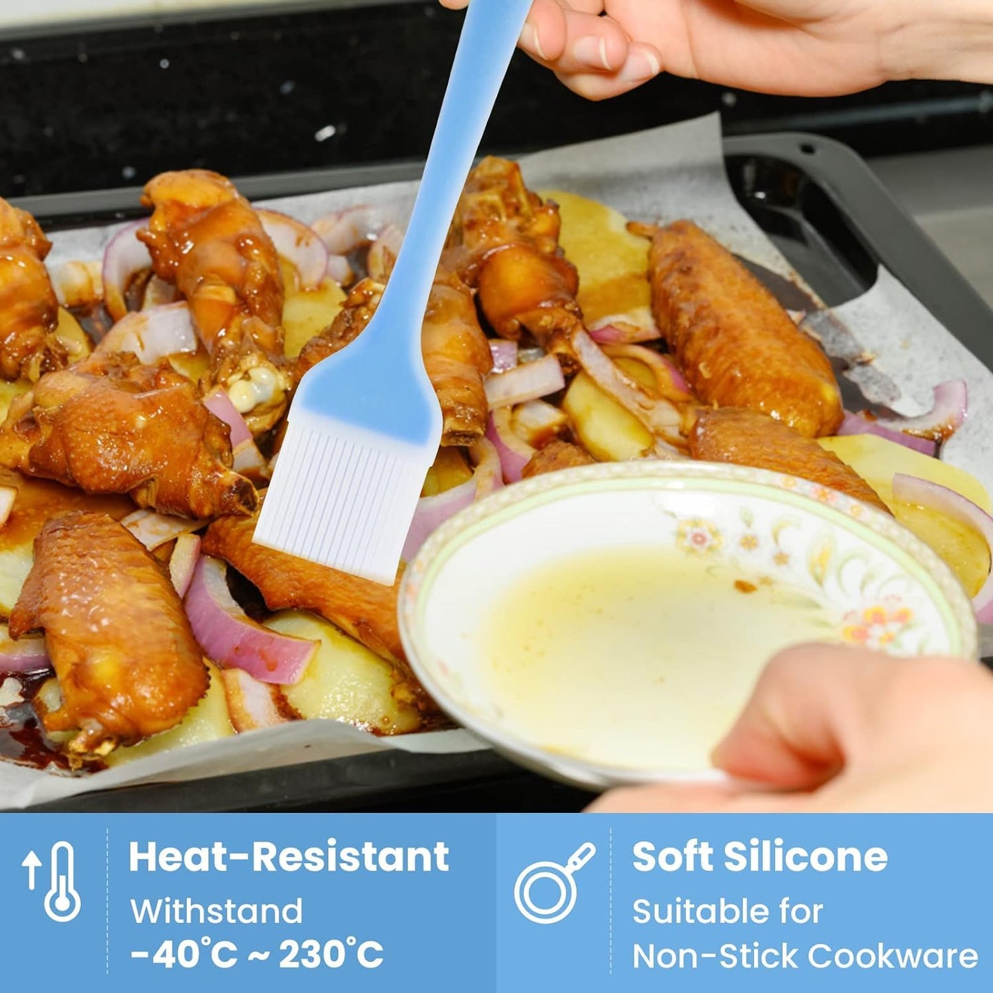 Multipurpose Silicone Basting & Pastry Brush for Baking & Cooking