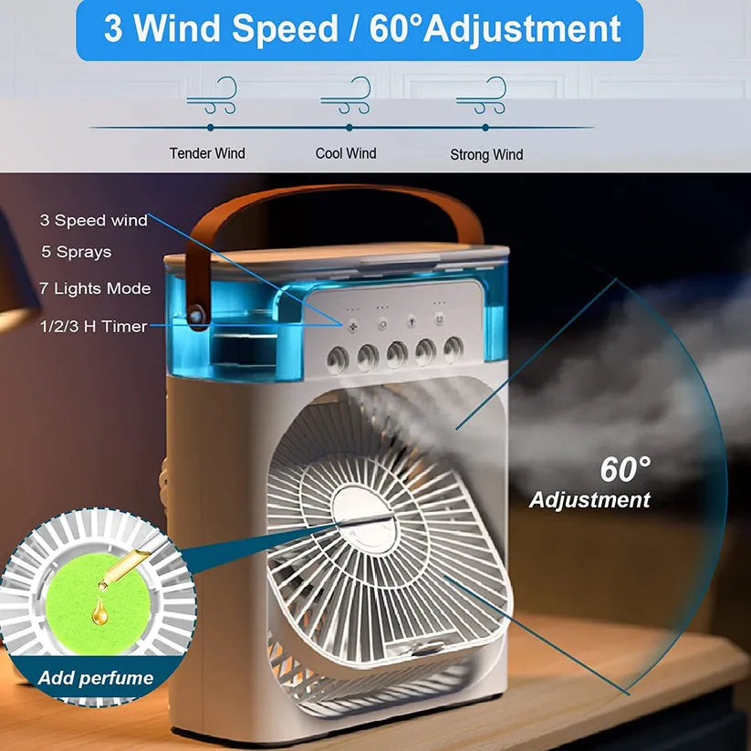 Portable 3-in-1 Air Conditioner Fan & Cooler – Instant Cooling for Home & Office