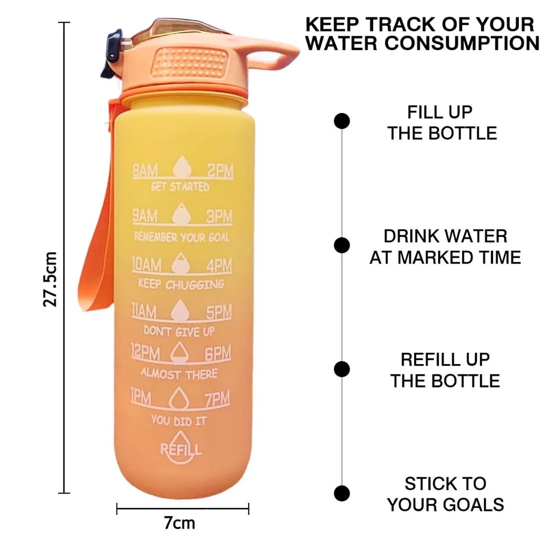 Motivational Water Bottle with Time Markers – Stay Hydrated, Stay Inspired